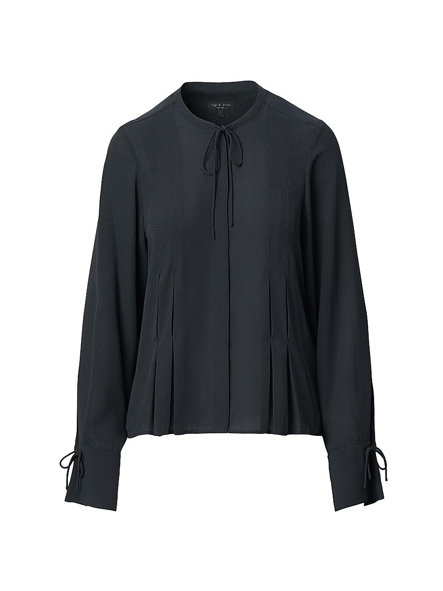 Women's Arden Pleated Blouse - Black - Size Large
