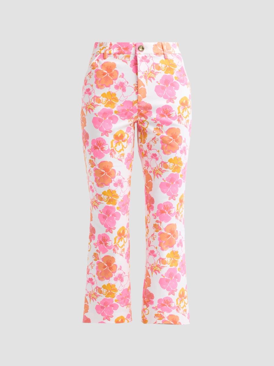 Lilly Pulitzer Women's Carwyn Pansy Fansy Flare Cropped Pants - Resort White Pansy - Size 16