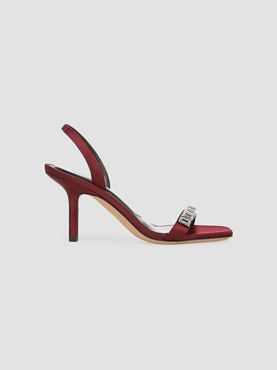 Women's Selena 80MM Crystal-Embellished Satin Slingback Sandals - Bordeaux Clear - Size 11
