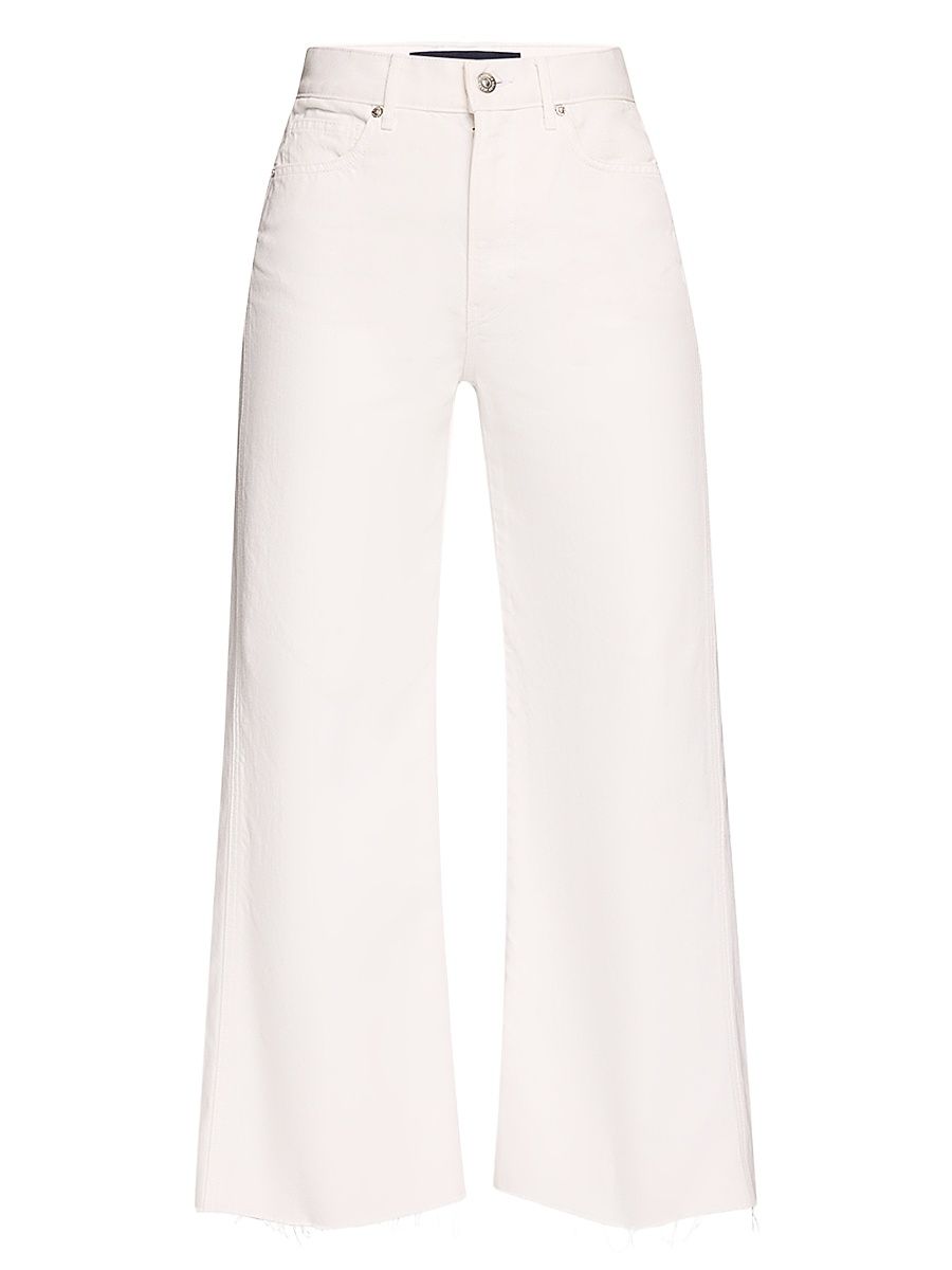 Women's Taylor High-Rise Wide-Leg Crop Jeans - White - Size 32