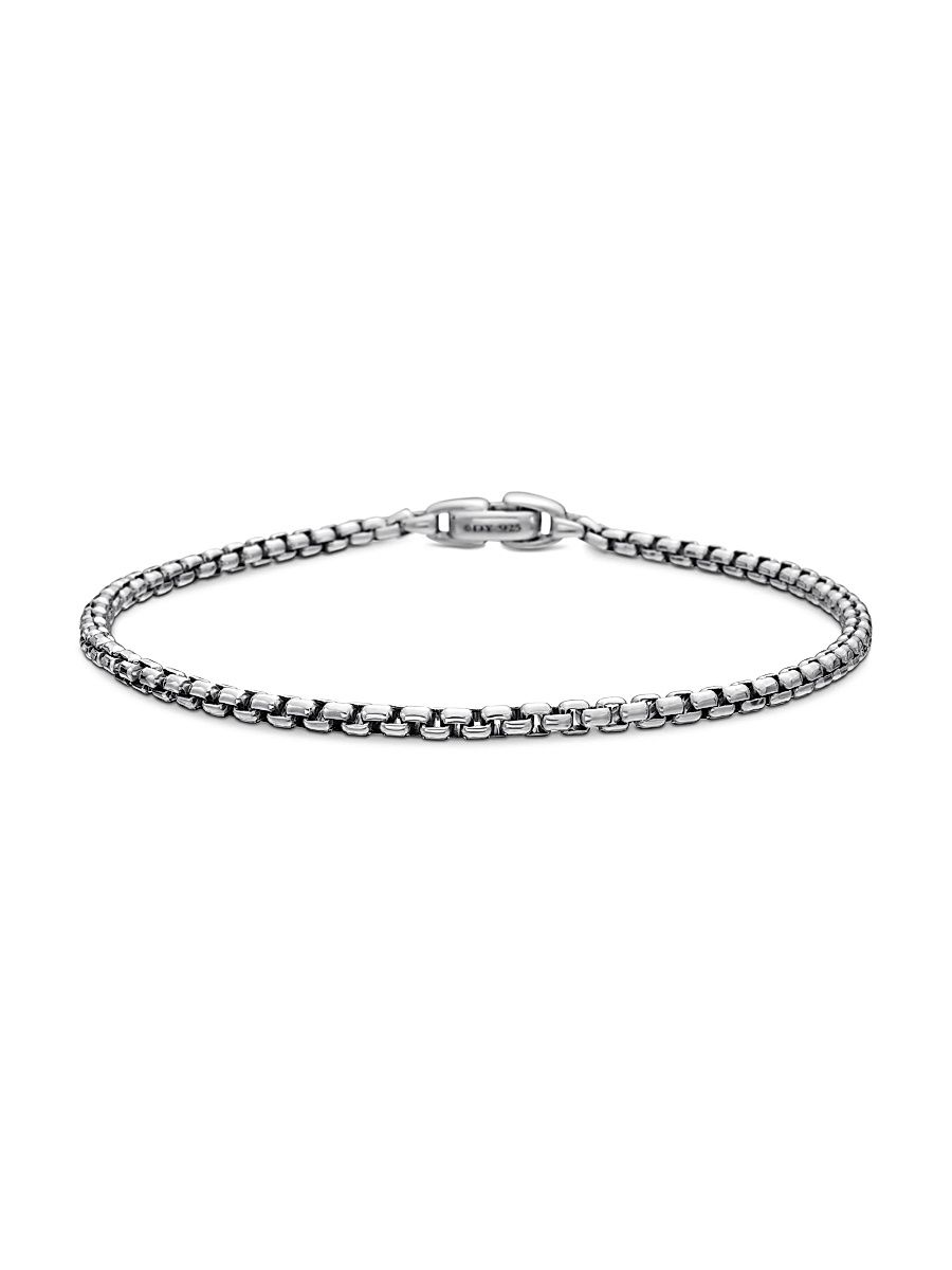 Men's Box Chain Bracelet in Sterling Silver, 2.7MM - Silver - Size Medium