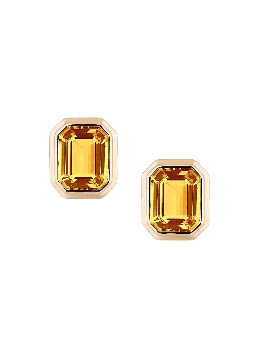 Women's Manhattan 18K Gold & Citrine Stud Earrings - Yellow