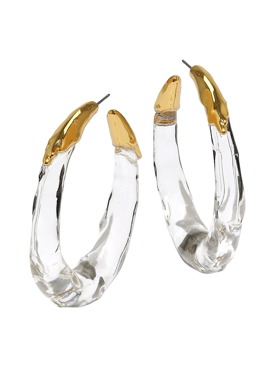 Women's Essentials Molten 14K-Gold-Plated & Lucite Hoop Earrings - Clear