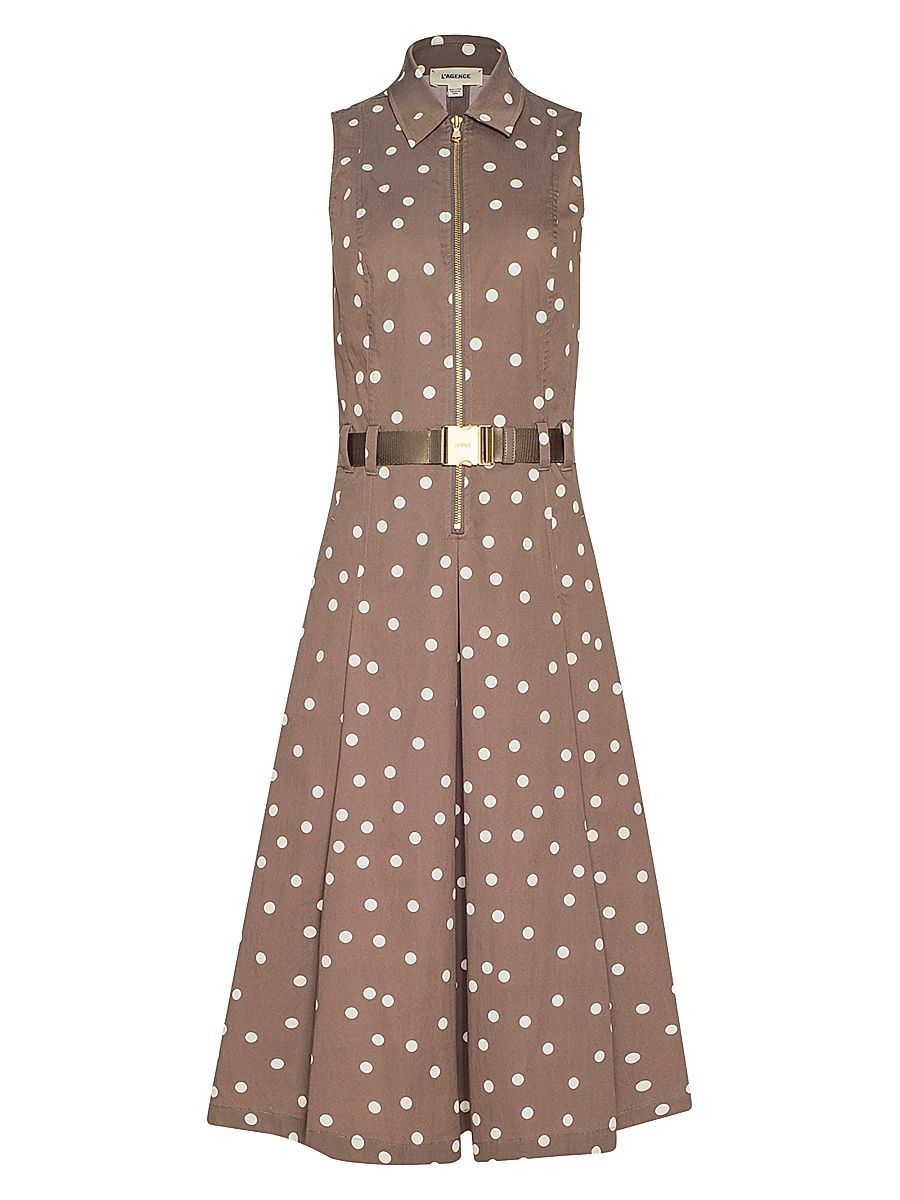 Women's Kylo Polka Dot Sleeveless Shirtdress - Cardamom Ecru Polka Dot - Size 2