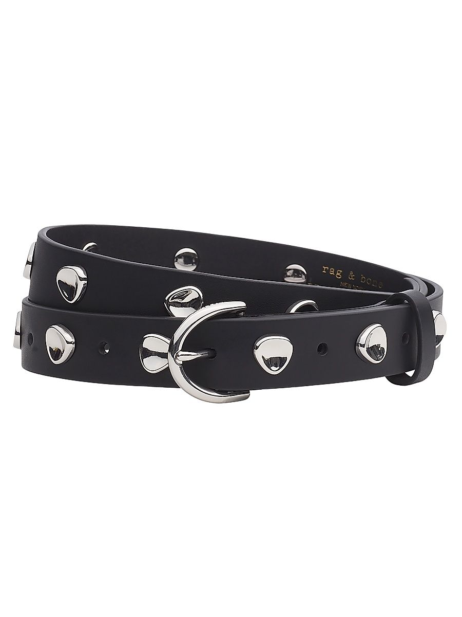 Women's Brynn Studded Leather Belt - Black - Size Medium