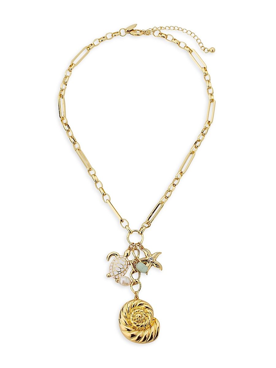 Women's Sea Life Goldtone, Imitation Pearl & Glass Charm Necklace - Gold