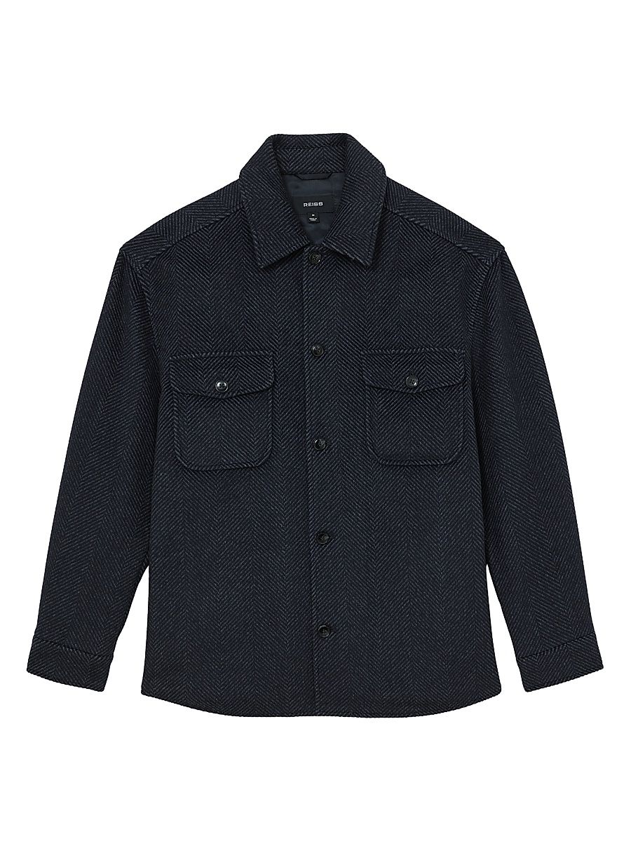 Men's Compton Herringbone Overshirt - Navy - Size Large