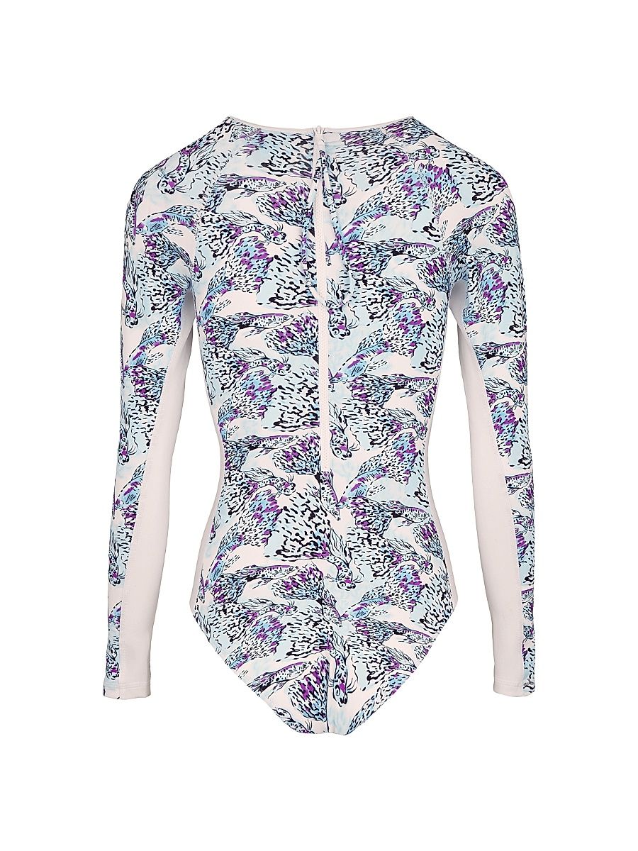 Women's Lexya Fish-Print Neoprene Rashguard - Blanc - Size Medium