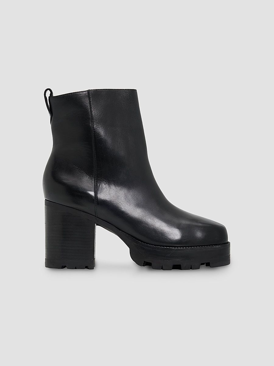Women's 240 90MM Platform Leather Booties - Black - Size 9