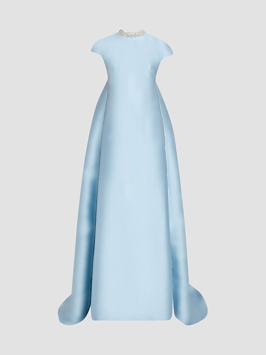 Women's Naomi Crystal-Embellished Button Back Gown - Light Blue - Size 4