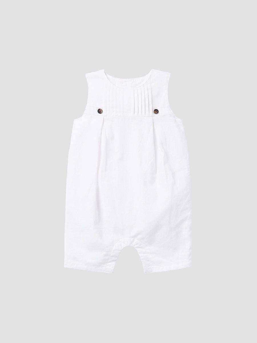 Baby Boy's Pintuck Baby Romper - White - Size 18 Months