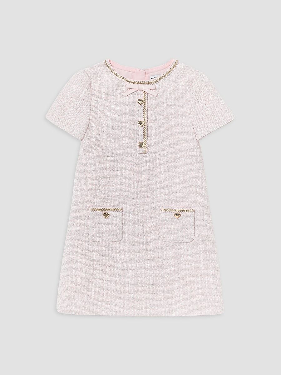 Little Girl's & Girl's Bouclé Braided Trim Dress - Pink - Size 10