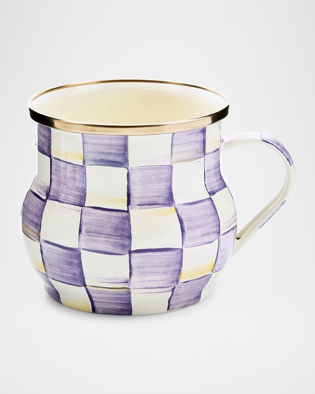 Violet Check Mug, 16 oz.
