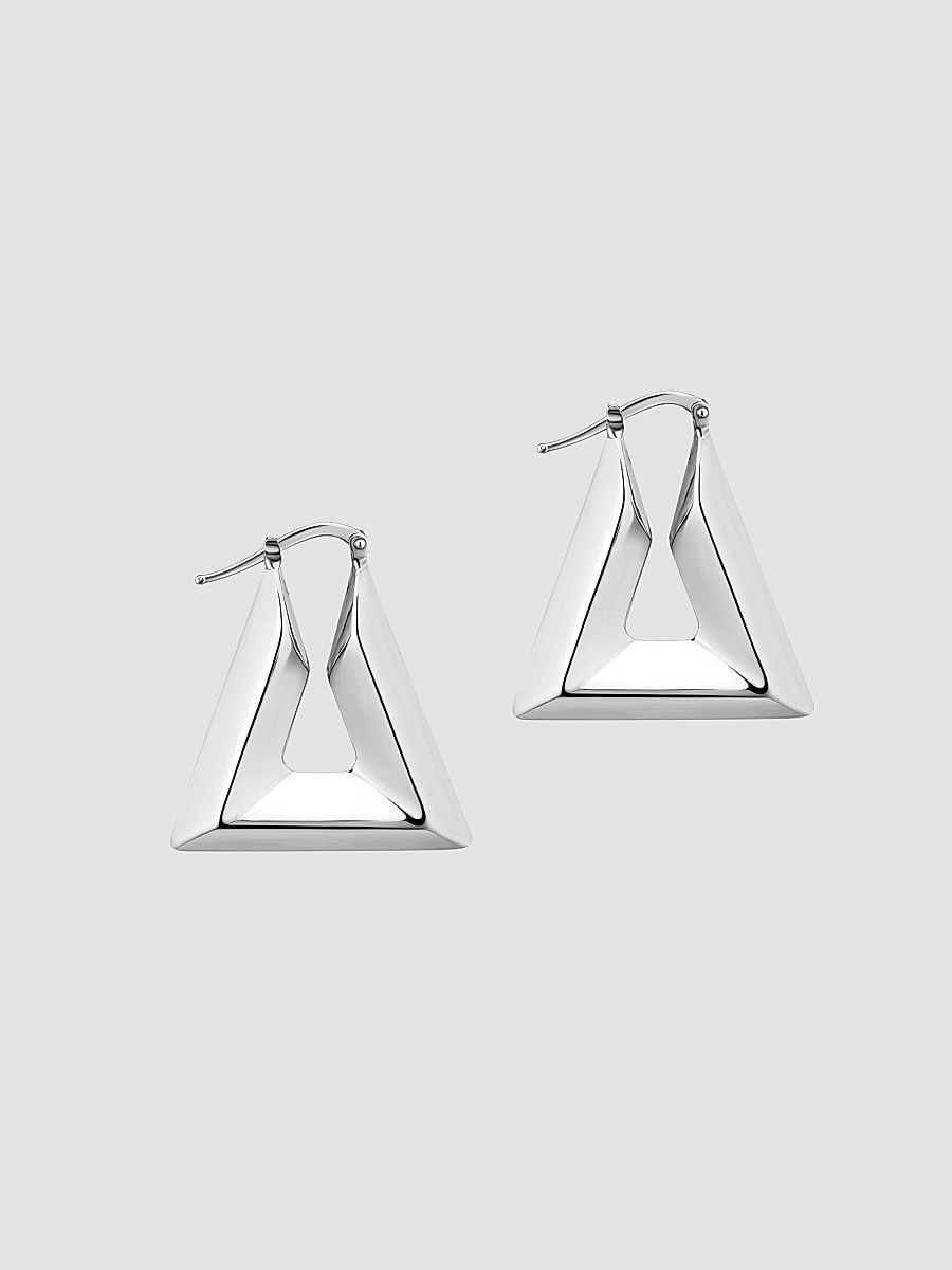 Women's Peak Hoop Earrings in Sterling Silver - Silver