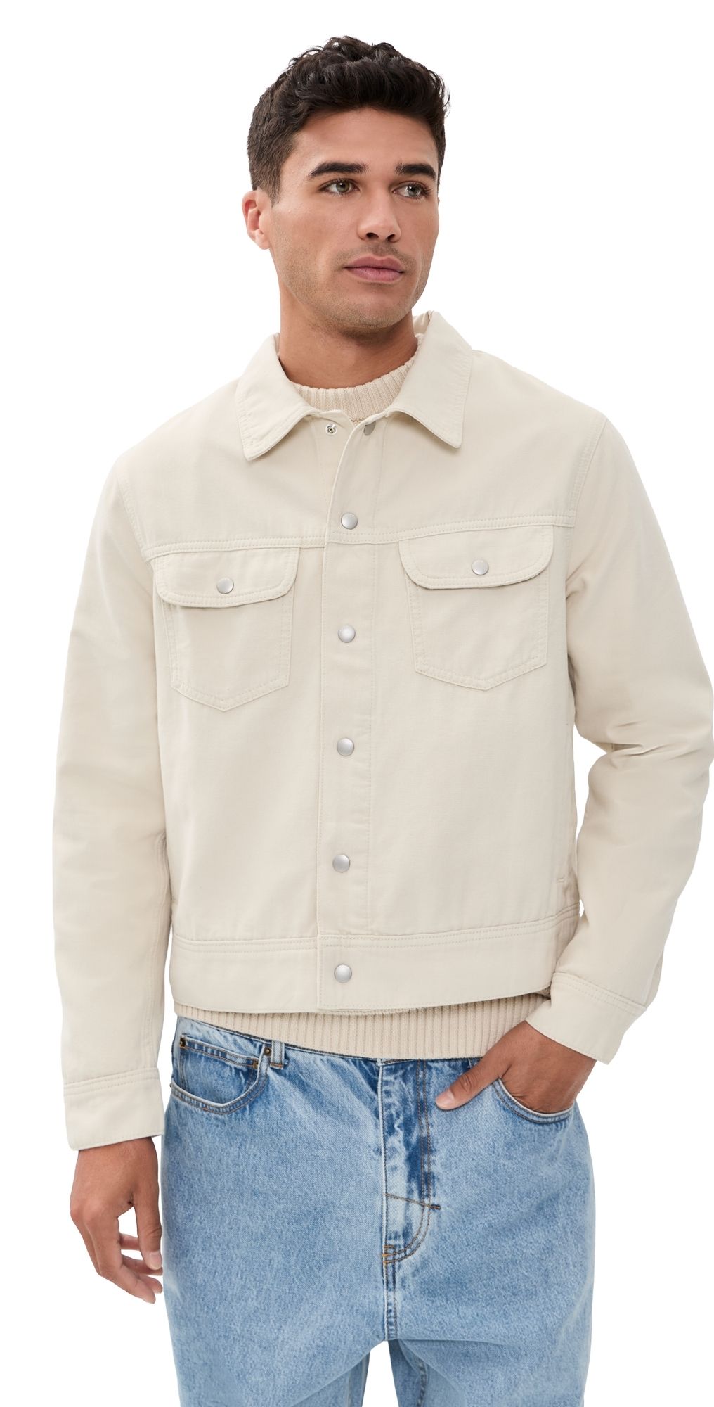 FRAME Canvas Trucker Jacket Off White S