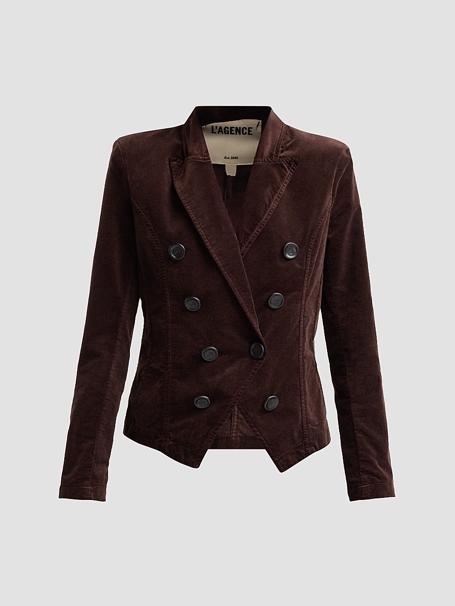 L'AGENCE Women's Emerson Double-Breasted Blazer - Dark Java - Size XL