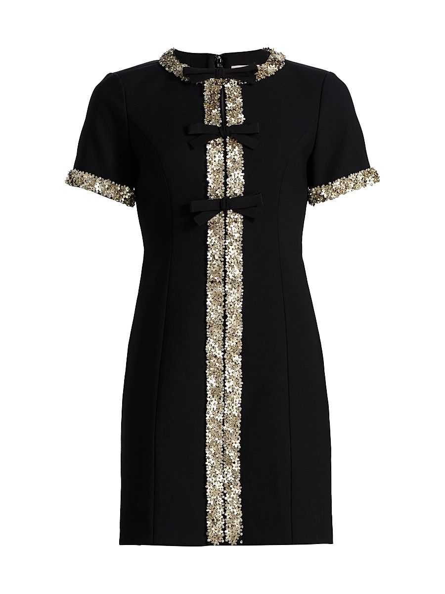 Women's Maelle Floral-Embellished Bow Minidress - Black - Size 14