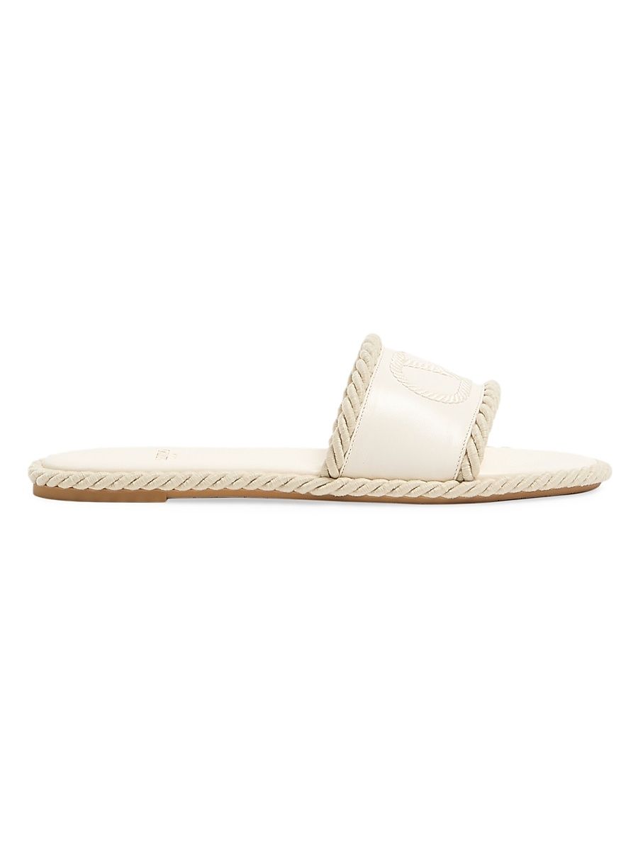Women's VLogo Torchon Slide Sandals in Nappa Leather - Ivory - Size 6