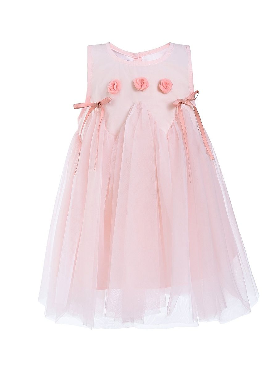 Little Girl's Rose Ribbon Dress - Peach Blush - Size 5