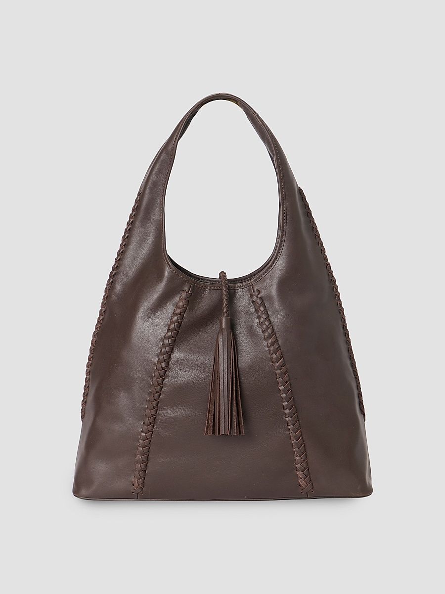 Women's Piper Tassel Leather Tote - Chocolate