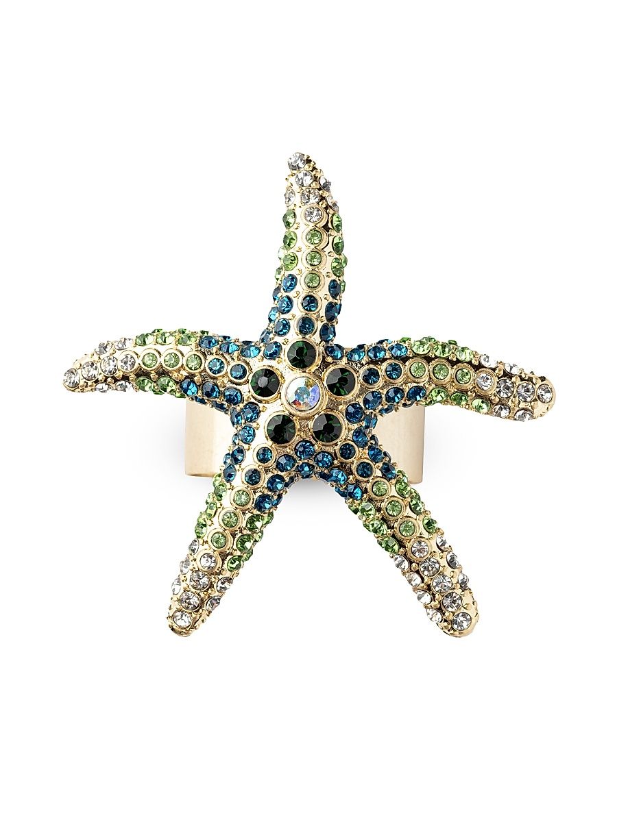 Sparkling Starfish Napkin Rings - Green
