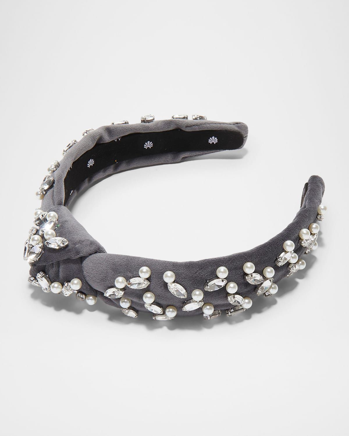 Slim Knotted Crystal-Embellished Velvet Headband
