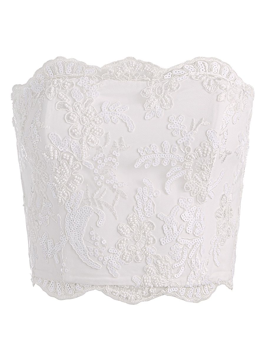 Women's Ceresi Embellished Lace Bandeau Top - Off White - Size 14