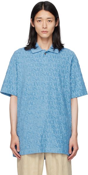 Versace Blue Allover Polo