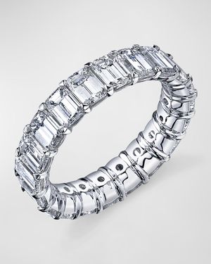 Large Platinum Eternity Band with Emerald Cut Diamonds, 11.25ct