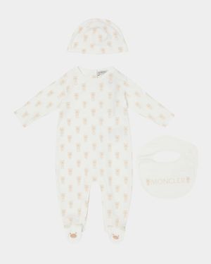 Girl's Footie, Hat, and Bib Gift Set, Size 0M-6M