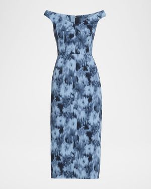 Off-Shoulder Column Midi Dress