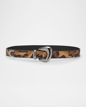 Bubble Bengali-Print Leather Belt