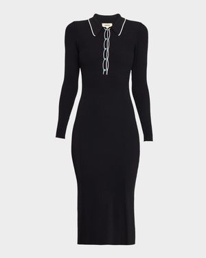 Yaretzi Ribbed Long-Sleeve Midi Dress