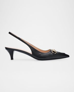 Erin Leather Horsebit Slingback Pumps