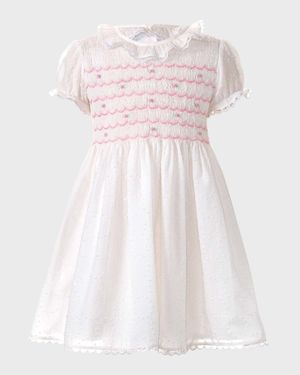 Girl's Rose Swiss Dot Smocked Dress, Size 2-10