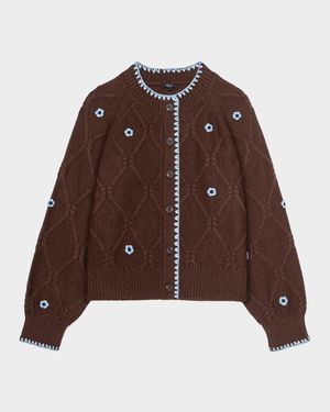 Laurie Floral Cable-Knit Cardigan