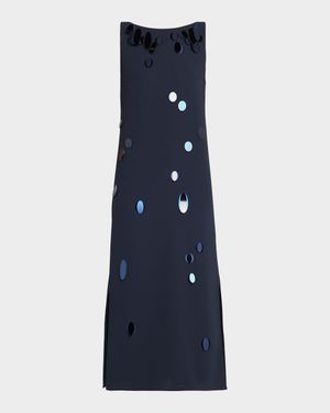 Sequin Dot Heavy Crepe Midi Dress