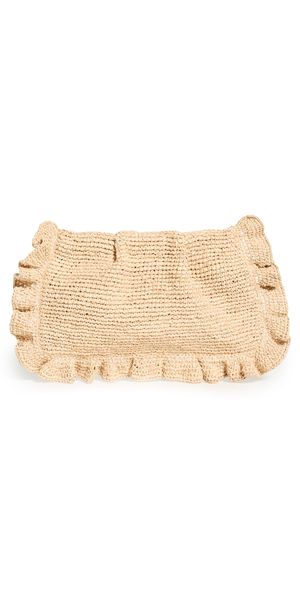 Loeffler Randall Mavis Ruffle Trim Flat Clutch Natural One Size