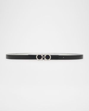 Reversible Metallic Calfskin Leather Belt
