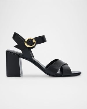 Benni Leather Crisscross Ankle-Strap Sandals