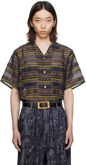 NEEDLES Navy & Brown One-Up Shirt