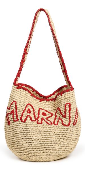 Marni Hobo Medium Bag Natural/Red One Size