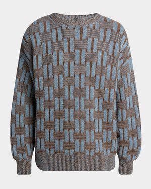 Men's Basketweave Wool Crewneck Sweater