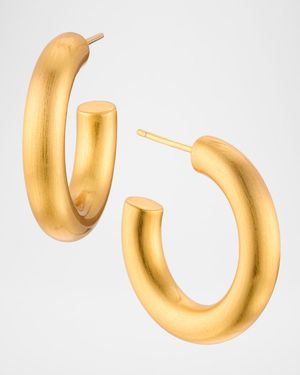 Brushed Gold Huggie Hoop Earrings