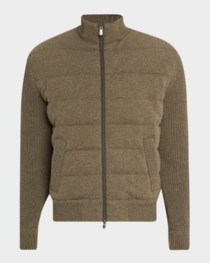Men's Cashmere-Blend Hybrid Down Sweater