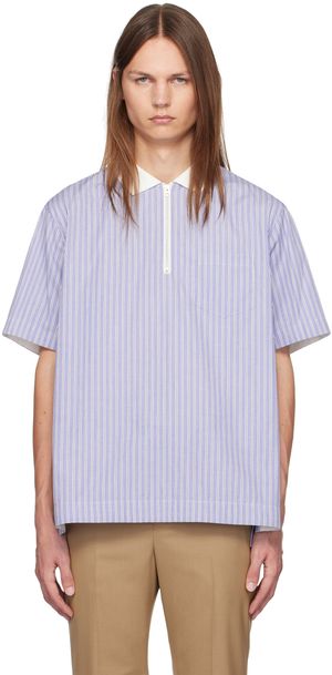 sacai Polo bleu à demi-glissière
