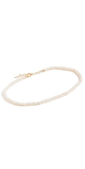 By Adina Eden Tiny Pearl Anklet Pearl White One Size