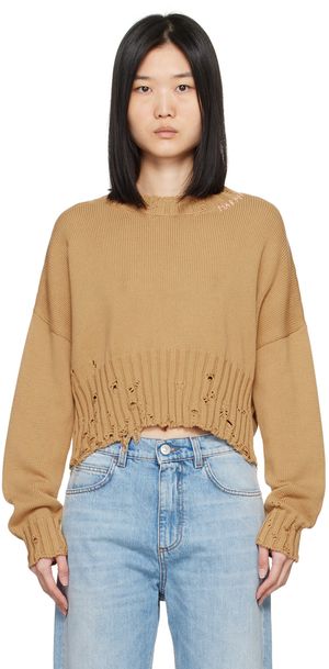 Marni Pull brun clair à effet usé