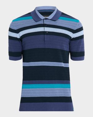 Men's Stripe Knit Classic-Fit Polo Shirt