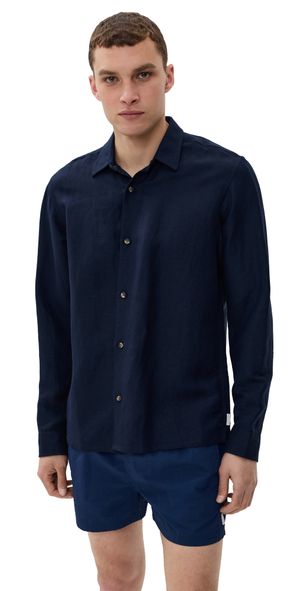 AUTO-REPLY Andrew Linen Shirt Abyss L